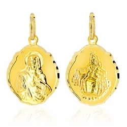 Złota dwustronna zawieszka medalik - szkaplerz Matka Boska Jezus