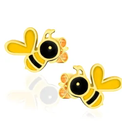 Złote kolczyki pszczółki