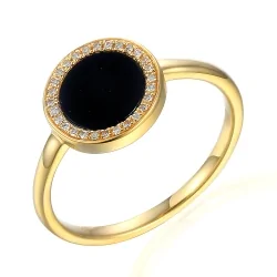 Złoty pierścionek z czarnym...