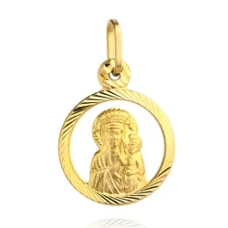 Medalik złoty Matka Boska z Dzieciątkiem Jezus diamentowe koło pr. 585 zawieszka 