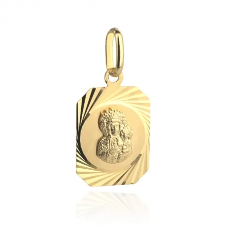 Medalik Matka Boska z dzieciątkiem w kształcie prostokąta diamentowanego na bokach 