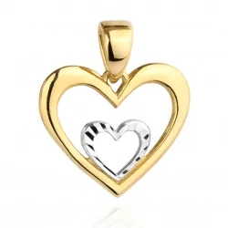 Zawieszka złote serce z serduszkiem diamentowanym z białego złota w środku 