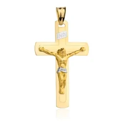 Złoty krzyżyk z wizerunkiem Jezusa duży dwukolorowy 