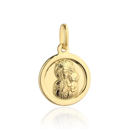 Medalik Matka Boska Częstochowska złote kółko mały pr. 585 