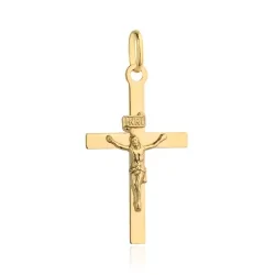 Złoty krzyżyk gładki z wizerunkiem Jezusa 