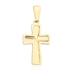 Krzyżyk złoty diamentowany z gładką oprawą 