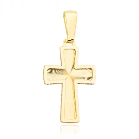 Krzyżyk złoty diamentowany z gładką oprawą 