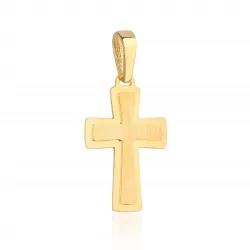 Krzyżyk złoty z satynowym środkiem i błyszczącą oprawą 