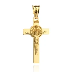 Krzyżyk złoty z Jezusem benedyktyński 