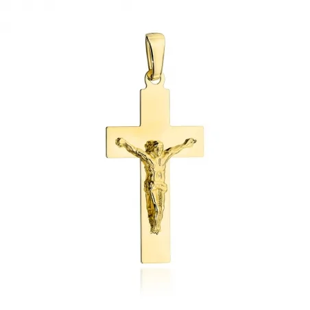 Krzyżyk złoty gładki z Jezusem 