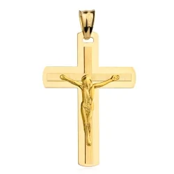 Krzyżyk złoty z Jezusem delikatnie zaokrąglony 