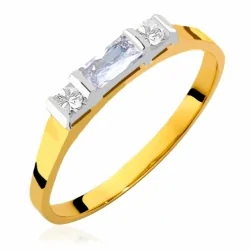 Złoty pierścionek z białym złotem i cyrkoniami r. 13