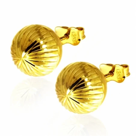 Złote kolczyki - diamentowane kuleczki