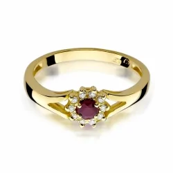 Złoty pierścionek z rubinem i brylantami NBW-185
