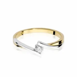 Złoty pierścionek z białym złotem i brylantami NBW-180