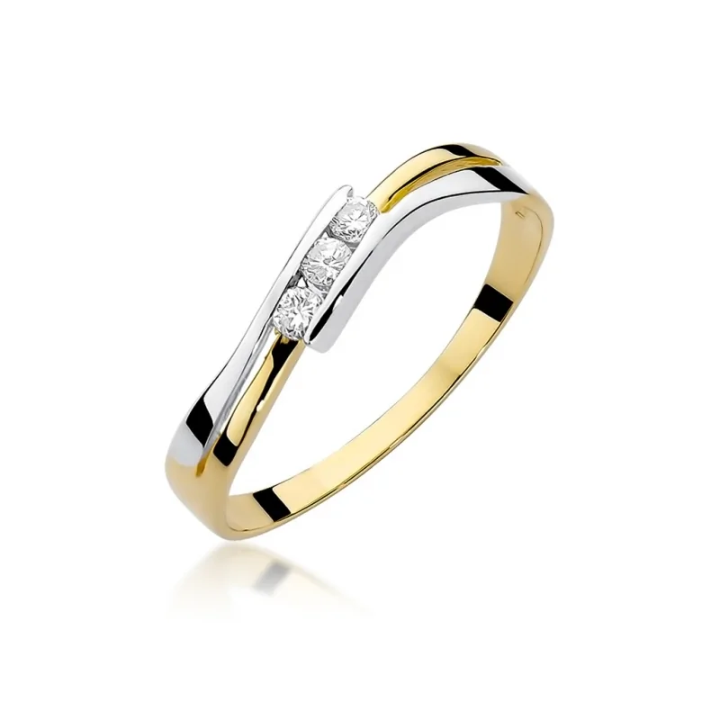 Złoty pierścionek z białym złotem i brylantem NBW-159