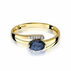 Złoty pierścionek z szafirem i diamentami NBW-119