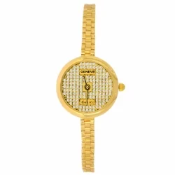 Złoty zegarek damski z kryształkami Swarovski Geneve