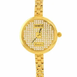 Złoty zegarek damski z kryształkami Swarovski Geneve